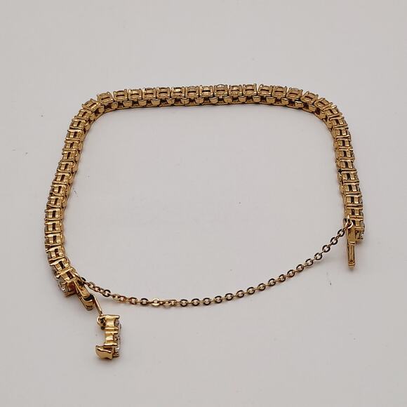 Vintage CZ Clear Rhinestone Tennis Bracelet - 7 1/4 Inches - RS Fold Over Clasp - Picture 10 of 10